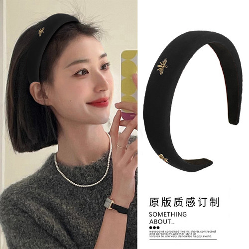 简约小香风！合金红色丝绒发箍！气质百搭高颅顶头箍新年喜庆发饰