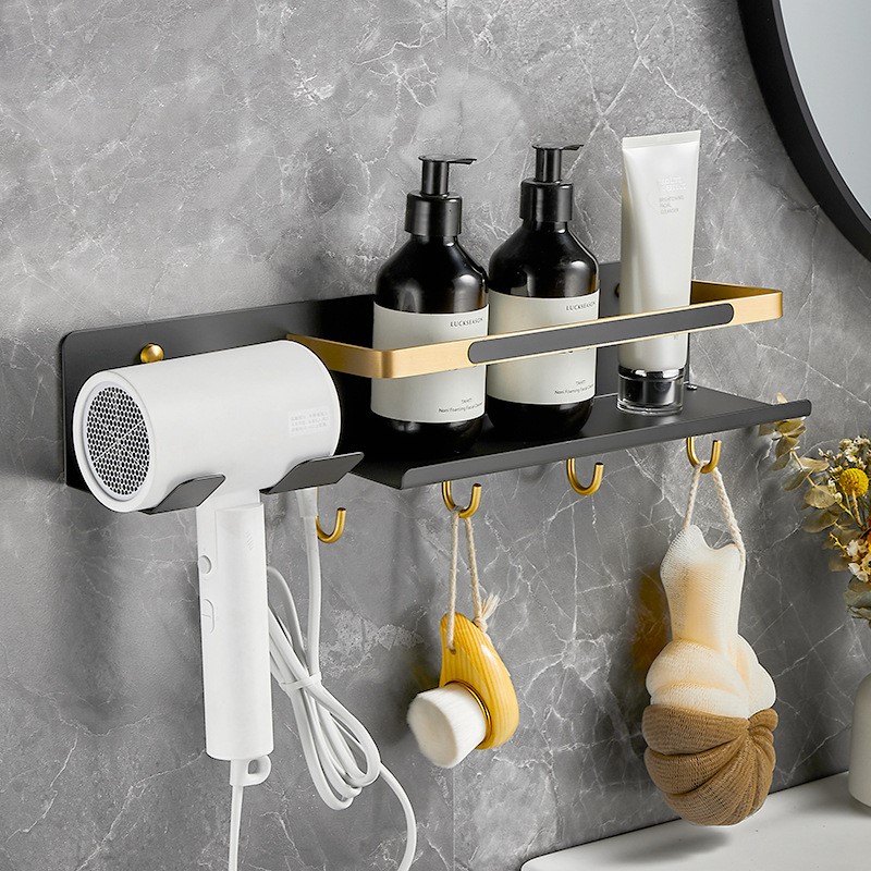 新款黑金浴室置物架免打