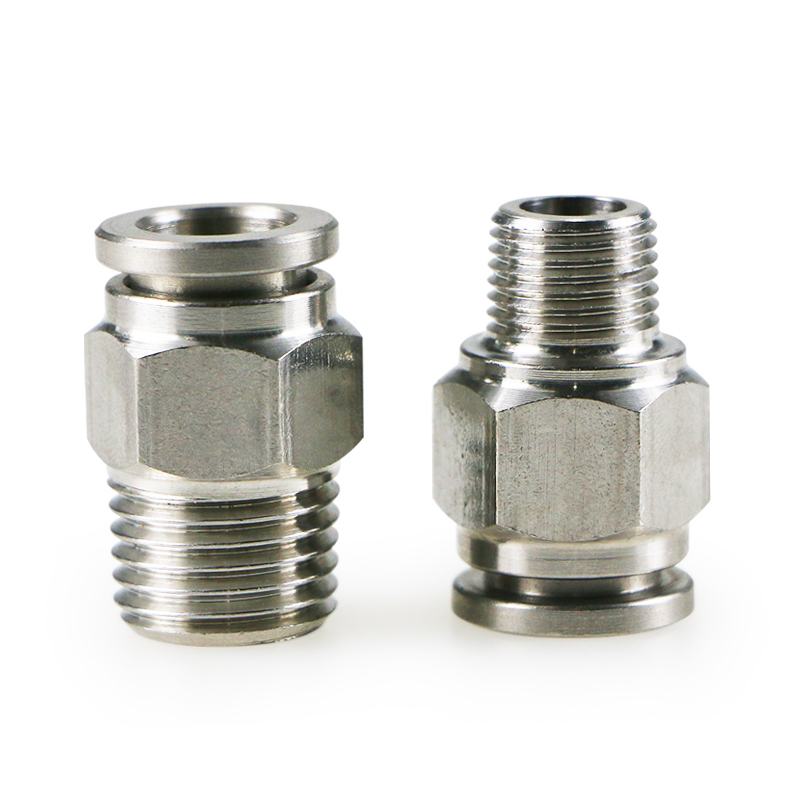 不锈钢直通PC4/6/8/10/12/14/16-M5/M6/01/02/03/04G螺纹