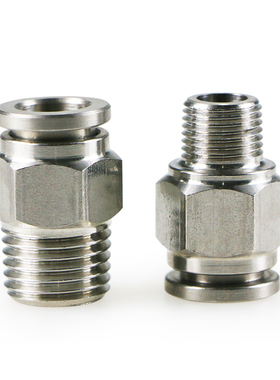 不锈钢直通PC4/6/8/10/12/14/16-M5/M6/01/02/03/04G螺纹