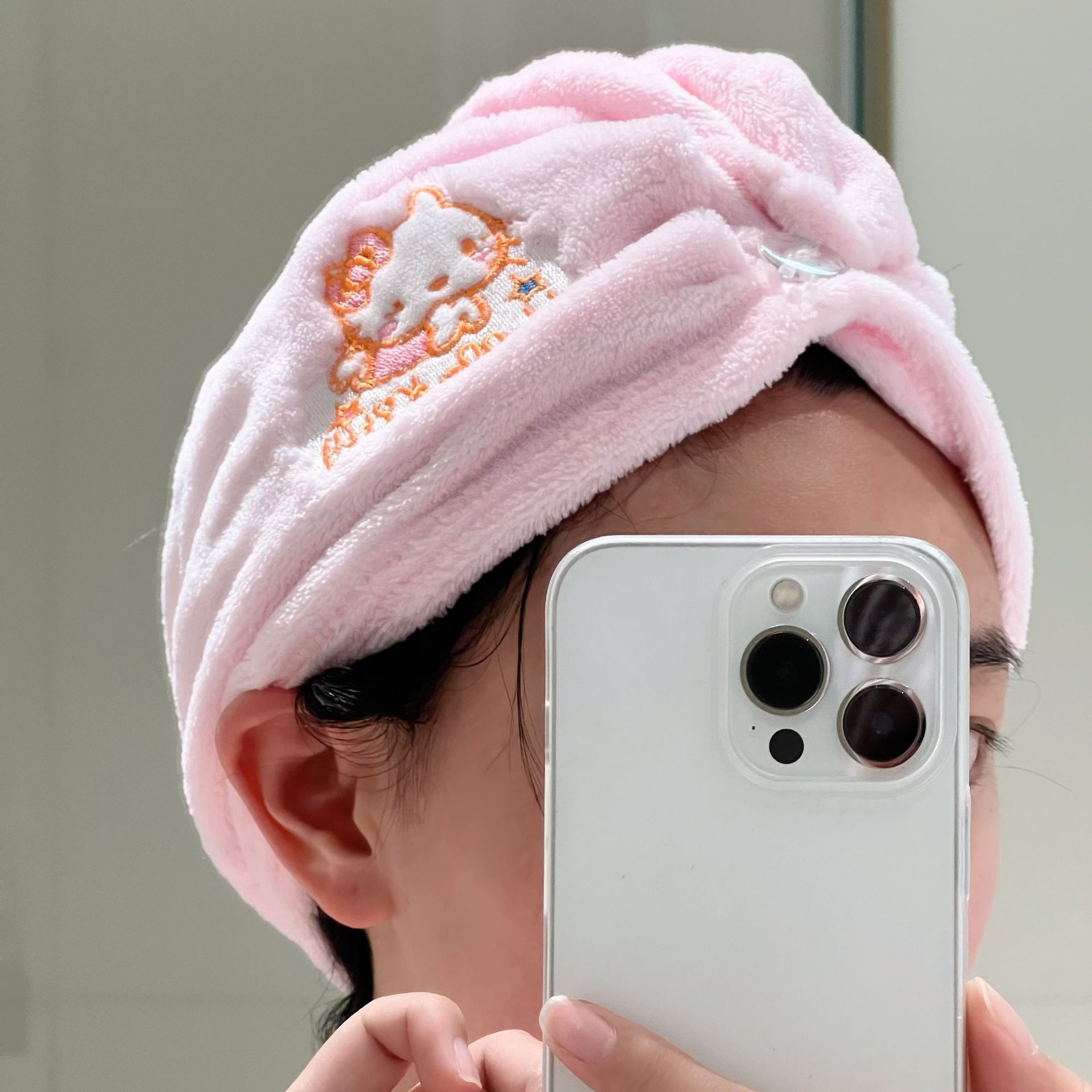 淘气kt猫干发帽粉色可爱毛巾浴巾