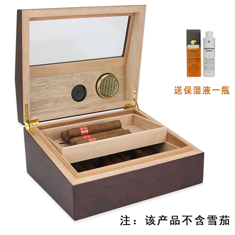 雪茄保湿盒雪茄烟加湿盒雪松木专业实木便携密封雪茄箱双层防虫