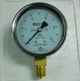 中国仪器行业协会理事 上海仪川仪表厂 膜盒压力表 YE100 0-10kPa