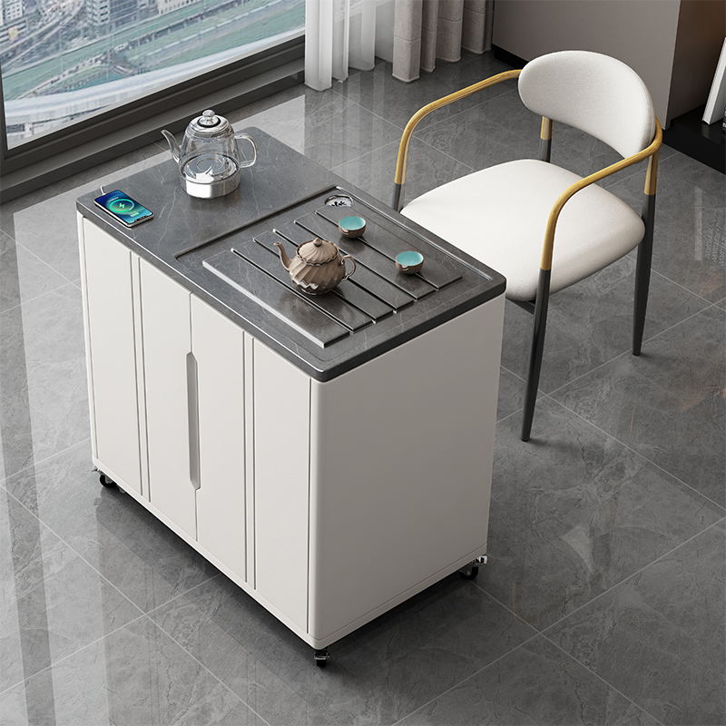 岩板茶桌椅组合可移动小茶台烧水壶一体轻奢现代简约伸缩家用茶车