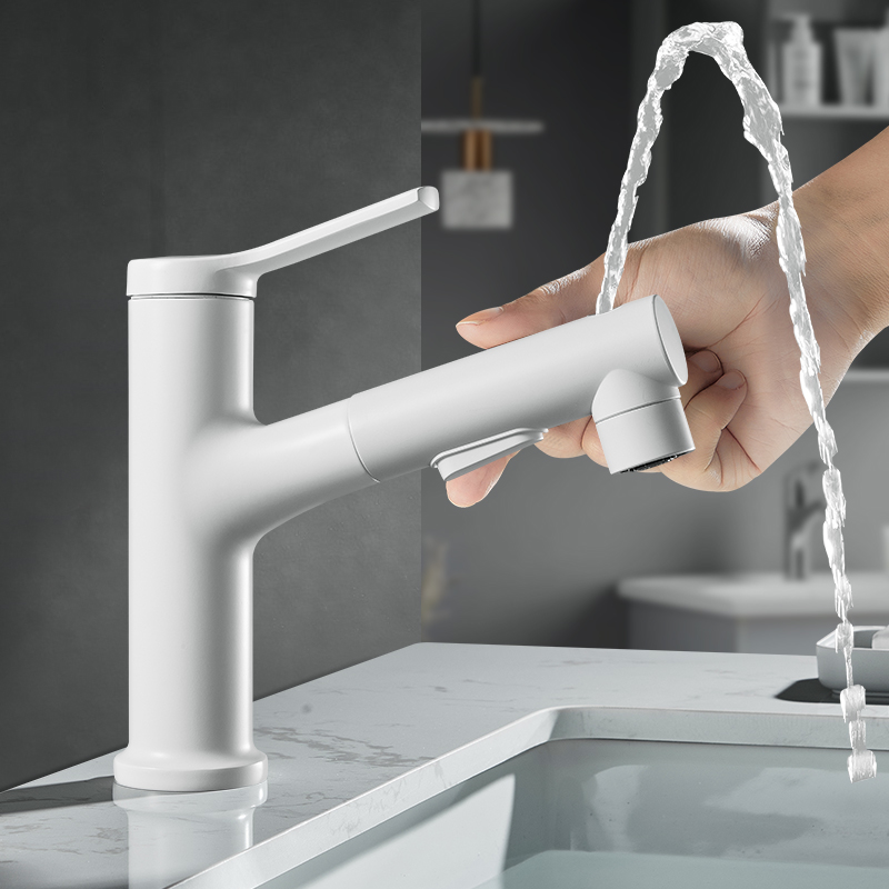 卫生间洗脸盆白色水龙头