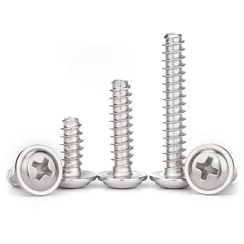 不锈钢十字圆头带垫自攻