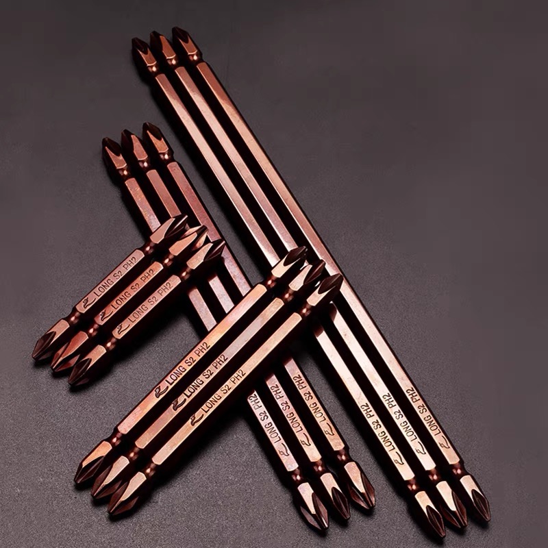 S2双头加长十字风批头电钻强磁加硬电动螺丝刀起子头改锥起子套装