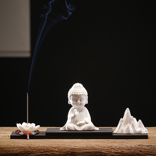 家居假山花插桌面造景摆件创意禅意平安小如来茶几茶桌饰品 新中式