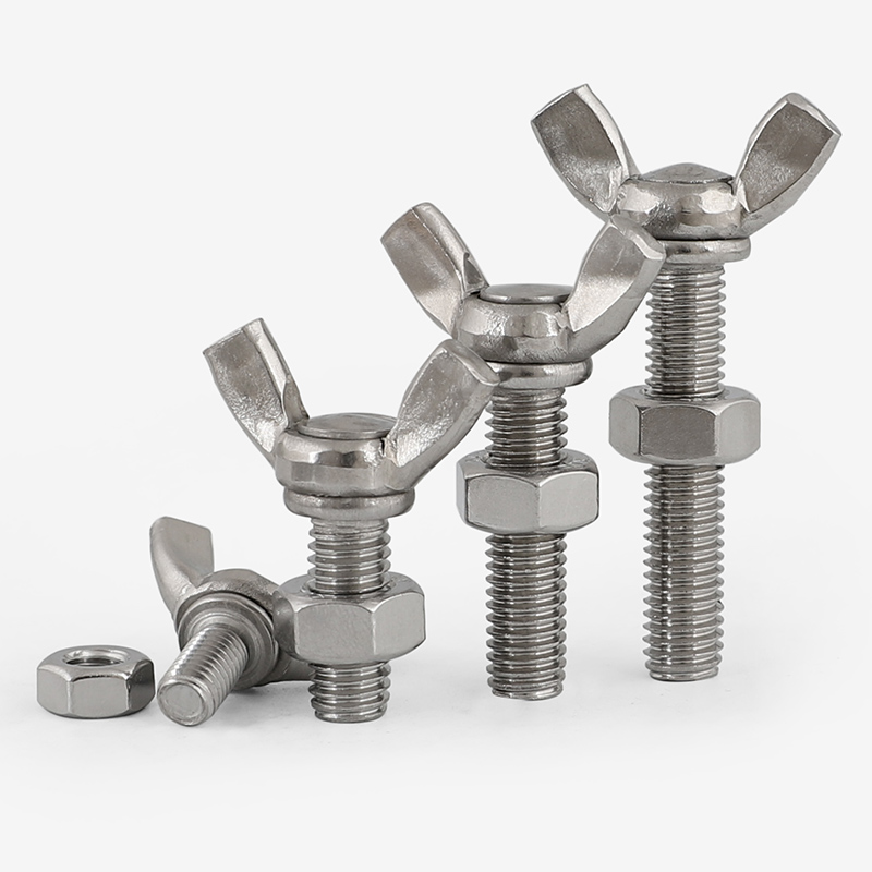 304不锈钢蝶形螺丝螺母套装蝶型螺栓元宝手拧螺丝钉M3M4M5M6M8M10