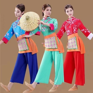 秧歌服演出服女新款夏季村姑采茶舞服装民族舞蹈广场舞套装