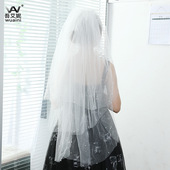 新娘结婚三层光边钉珠粘钻头纱简约中长纱仙女森系多层公主头纱