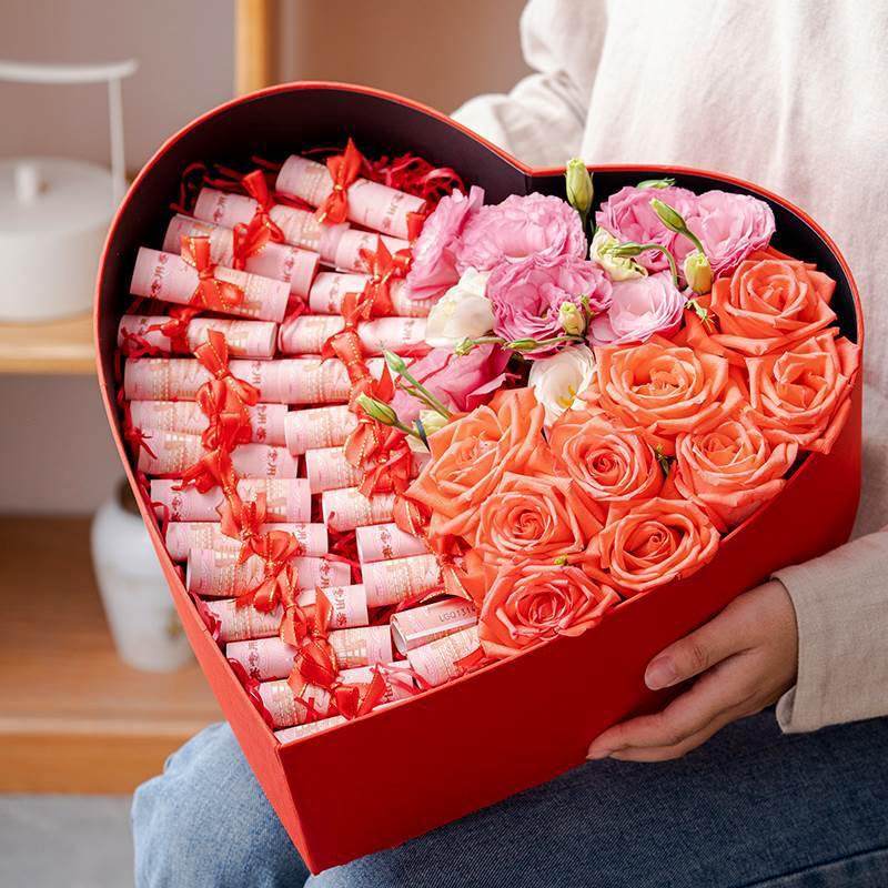 红色爱心礼品盒订婚求婚大号礼物盒空盒生日仪式感女七夕包装盒子