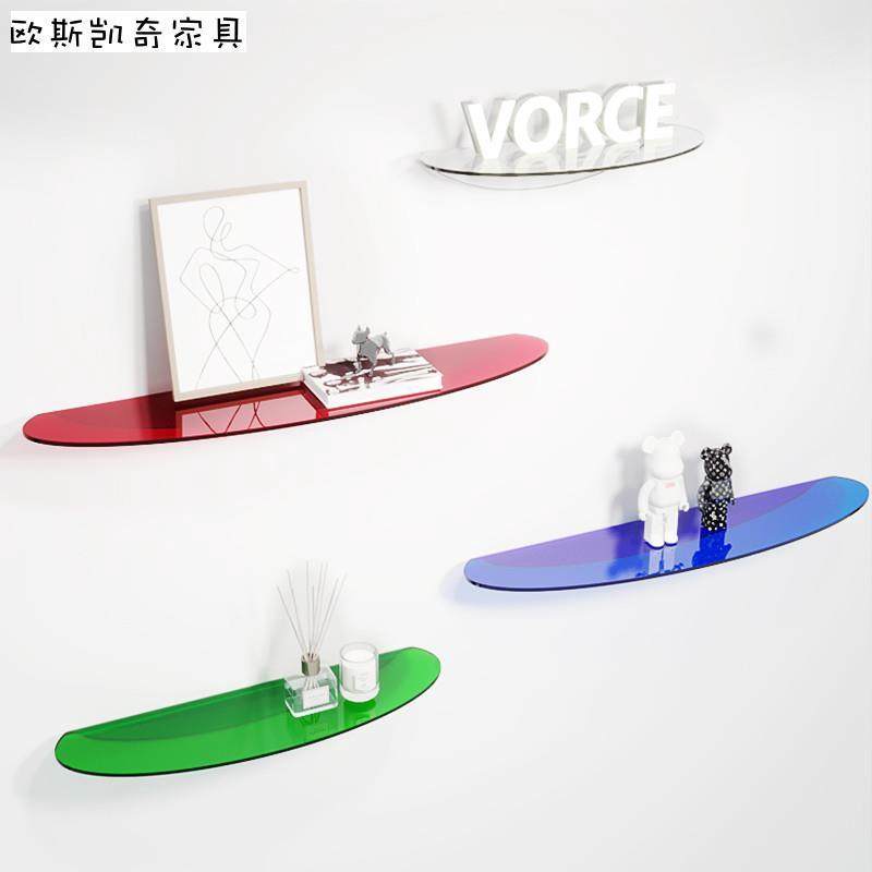 浴室客厅展示无痕免打孔时尚装饰彩色亚克力半圆置物架装饰架收纳