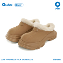 Ouder 厚底增高保暖勃肯雪地靴女一脚蹬防水防滑真皮羊毛大头拖鞋