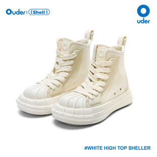 Ouder sheller贝壳头高帮帆布鞋女厚底增高小白鞋春新款休闲板鞋