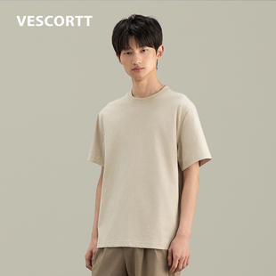 男款 夏季 中廓圆领t恤 复古重磅短袖 VESCORTT240g纯棉蜡染水洗做旧