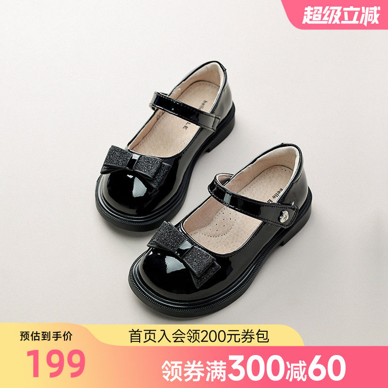 【专柜同款】百丽童鞋女童演出鞋26春公主鞋女孩皮鞋黑色表演鞋