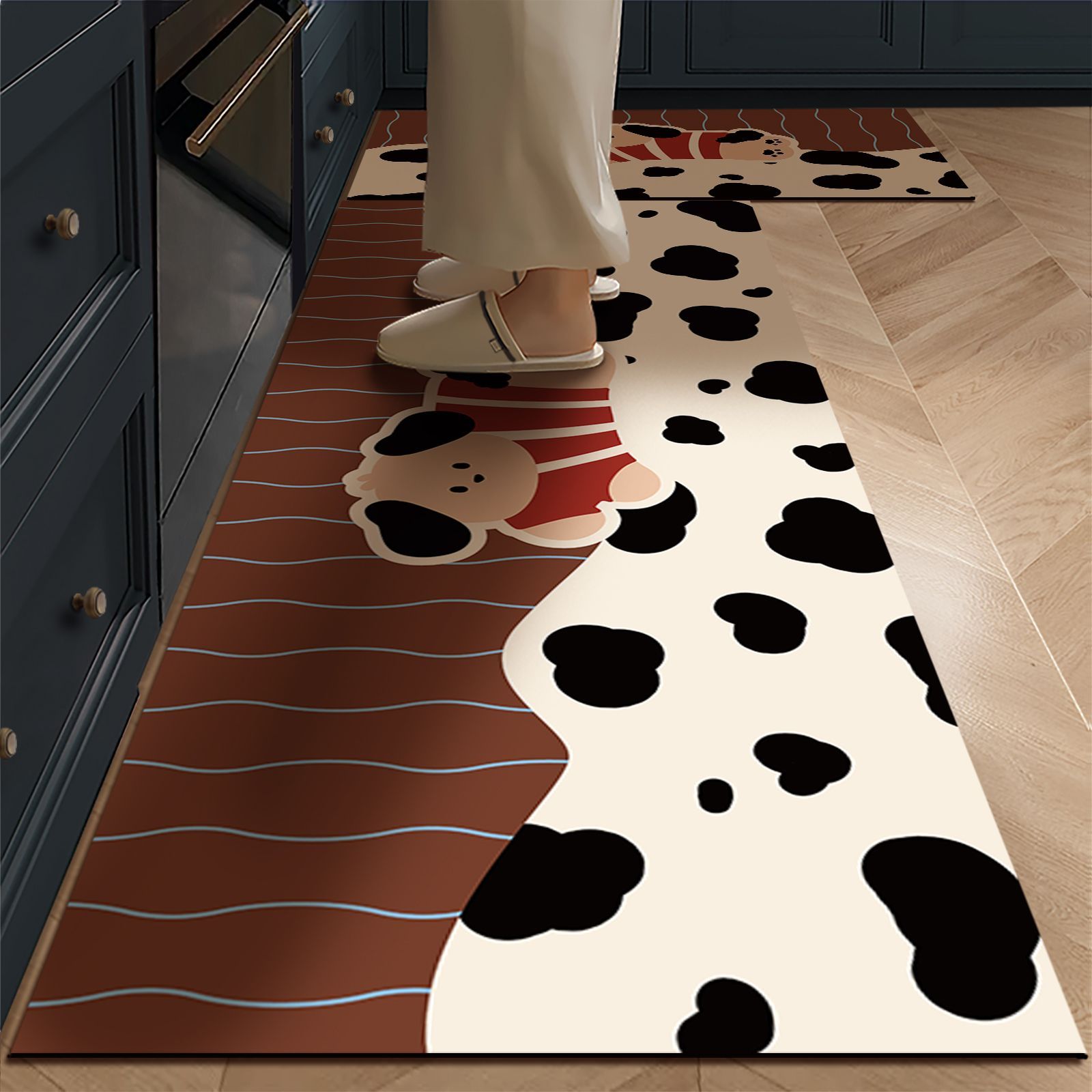 简约卡通厨房专用地垫家用耐脏防滑吸油可擦免洗长条地毯吸水脚垫