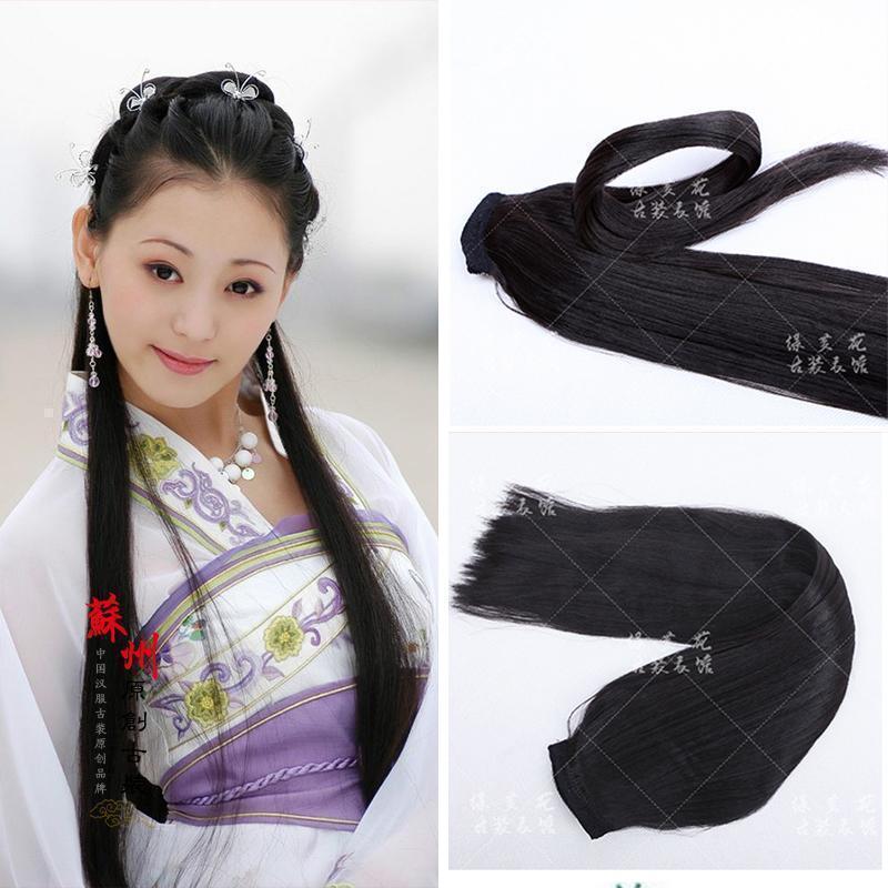 新款古装假发片增发量蓬松中区编花型发排汉服自然造型假发油性直