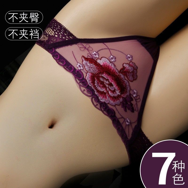 厂家女三角内裤薄款蕾丝性感透明新款网纱透气