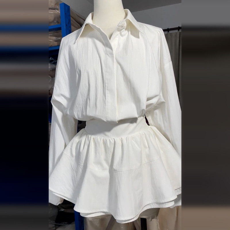 开春气质穿搭一整套装白色衬衫连衣裙子女夏季2025春季新款掐腰裙