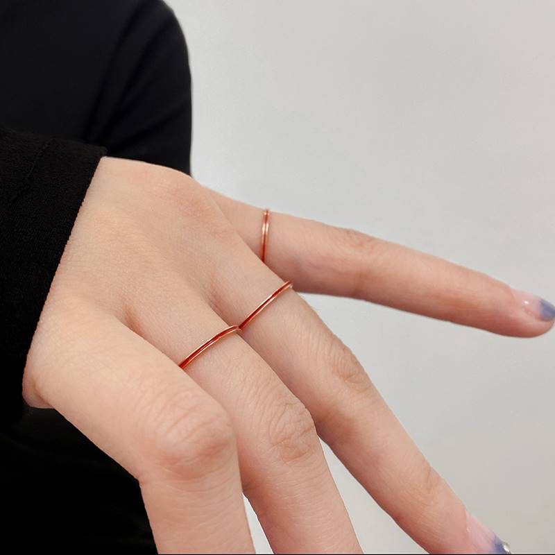 极细掉色食指环女关节小众设计