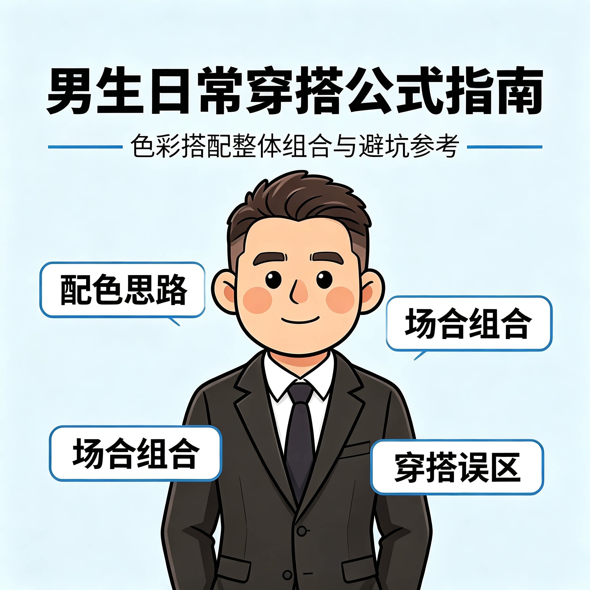 男生日常穿搭实用公式指南色彩搭配整体组合避坑技巧场合着装参考