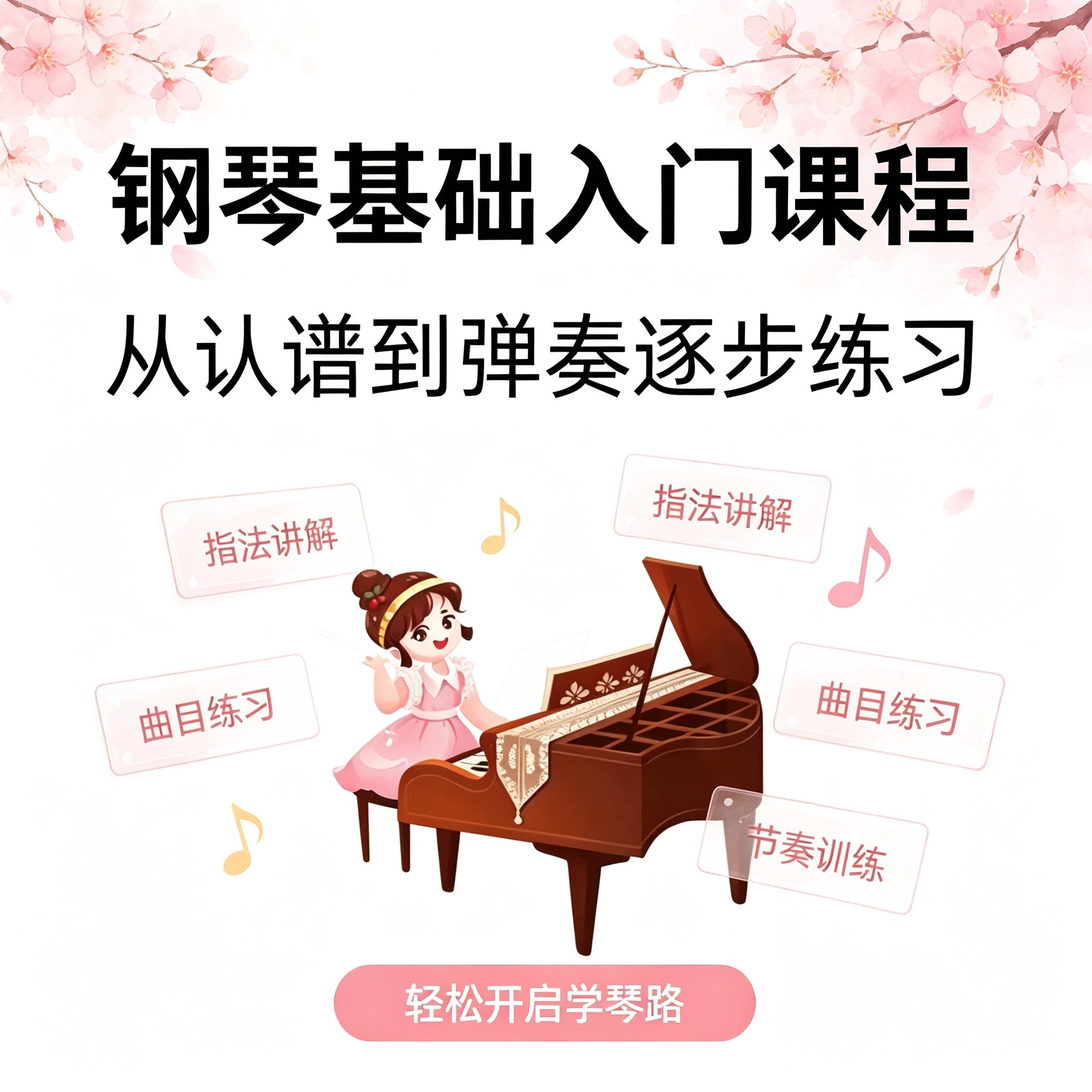 钢琴零基础入门系统课认谱弹奏指法教学曲目练习节奏训练实用技巧