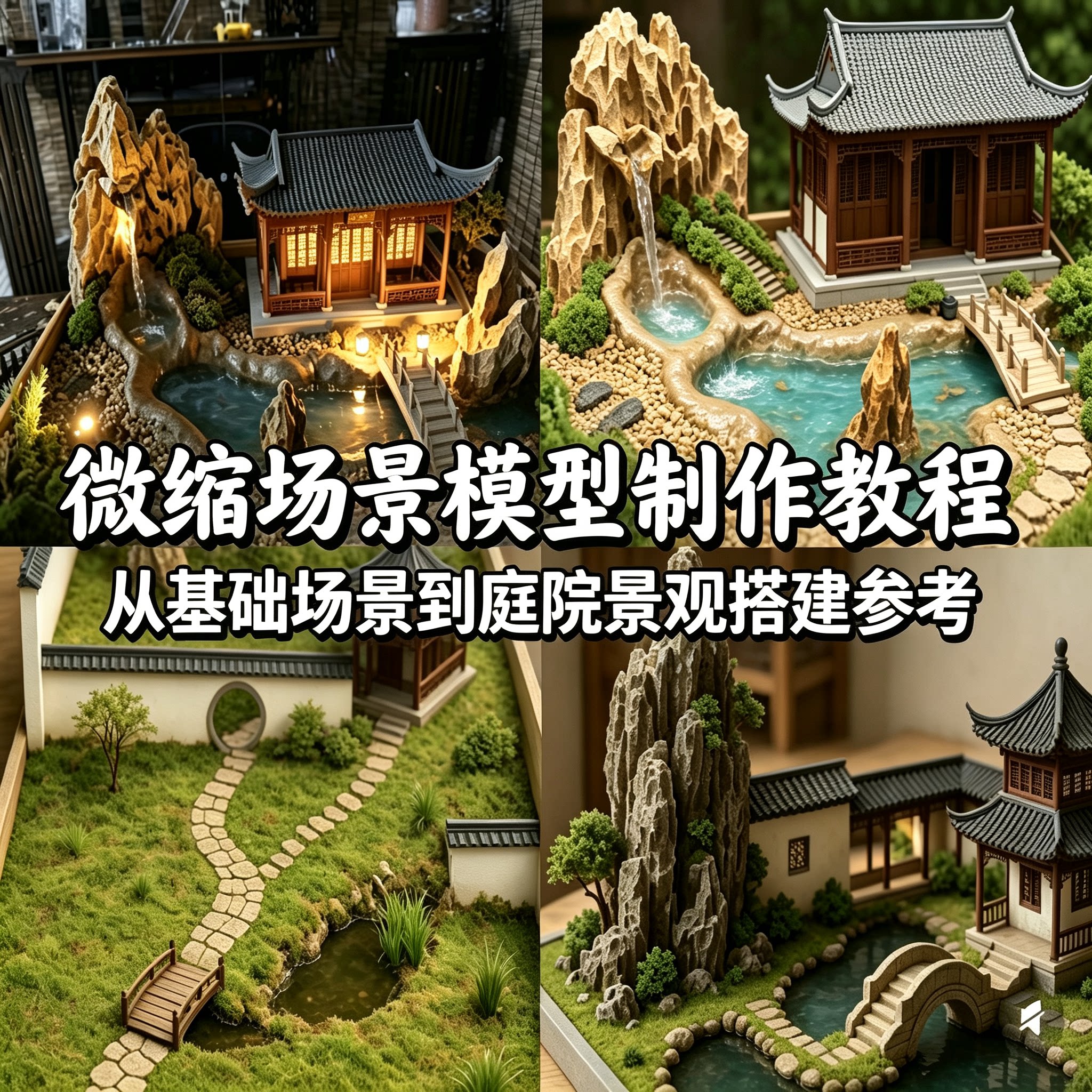 微缩场景模型制作实用教程基础到庭院景观搭建手工入门教学参考