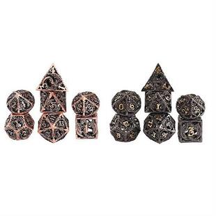Hot 7Pcs Mini Hollow Metal Dice Set Hollow Out Polyhedral