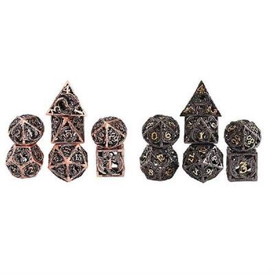 Hot 7Pcs Mini Hollow Metal Dice Set Hollow Out Polyhedral