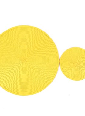 1pc Round Woven Placemats PP Waterproof Dining Table Mat Non