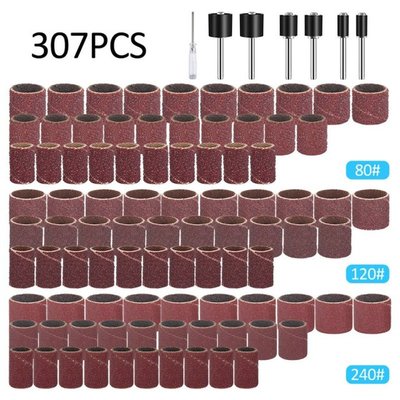 307pcs Drum Sanding Kit 80# 120# 180# Nail Drill Bits Abrasi