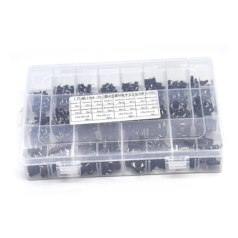 250PCS 20 types 6x6mm /12x12mm 4-foot Micro Switch key switc