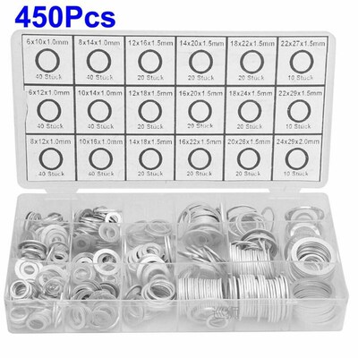 18Sizes 450Pcs Car Engine Oil Drains Plug Aluminum Washer Ga