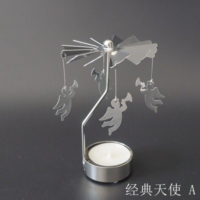 Spinning Rotary Metal Carousel Tea Light Candle Holder Stand