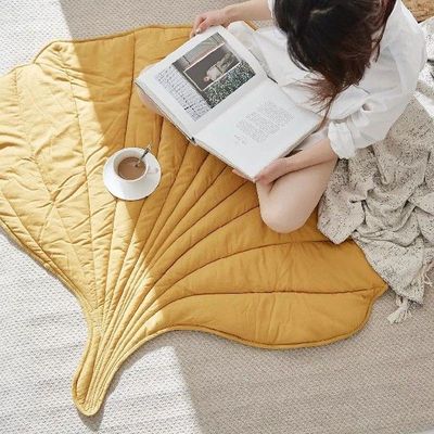Nordic Leaf Rug Soft Cotton Floor Mat Rugs Baby Kids