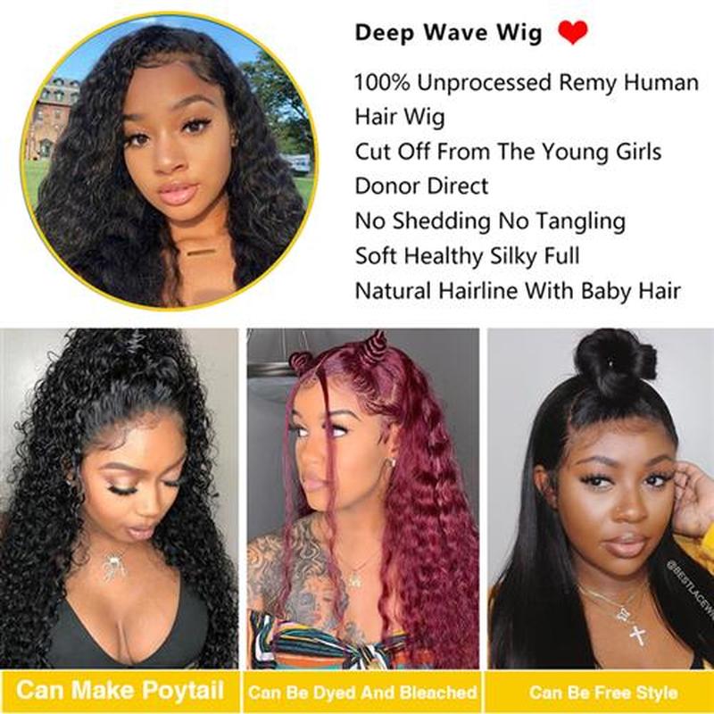 HD Transparent Deep Wave Frontal Wig 13x4/13x6 Curly Lace Fr