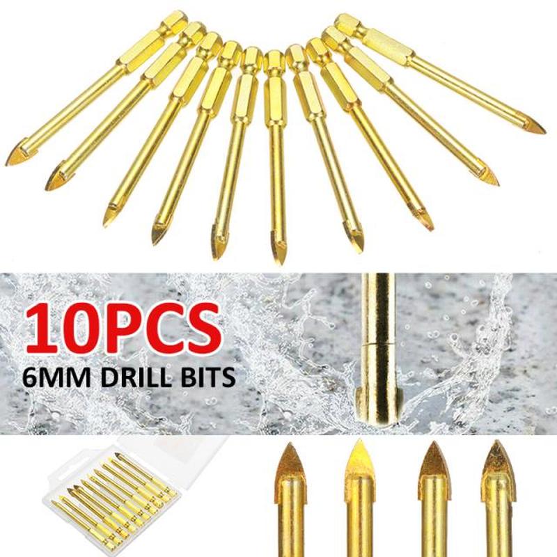10pcs 6mm Tip Glass Ceramic Tile Drill Bits Head Tungsten Ca