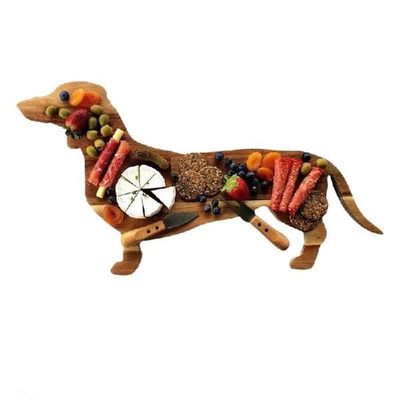 Wooden Dachshund Dog Shaped Serving Tray Tea Cup Saucer