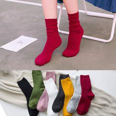 Vertical stripe medium tube socks Japanese autumn and winte