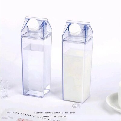 500ml/1000ml  Square Milk Cups Travel Tea Cup Creative Trans