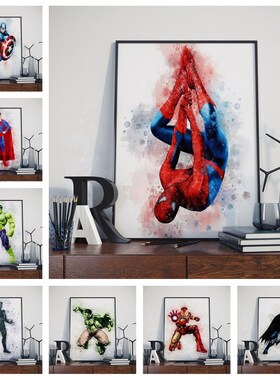Home wall decoration watercolor poster Marvel DC superhero I