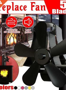 1100RPM Wall Mounte 5 Blade Heat Fireplace Fan Stove Fan Pow