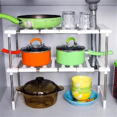 1 set of adjustable kitchen storage rack under sink rack