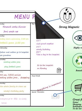 Magnetic Dry Erase Weekly Planner Board Refrigerator Weekly