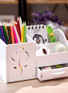 Multi-function 4 Grid Desktop Pen Holder Office School Stati