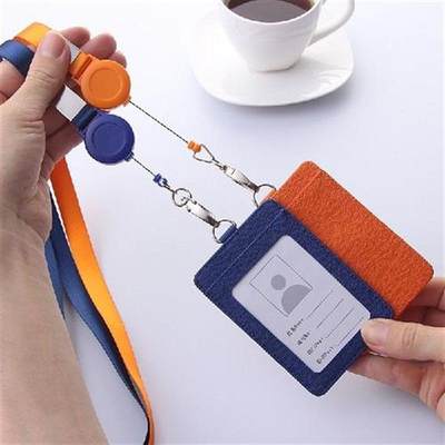 Retractable Lanyards ID Badge Holder Leather Bank Bus Pass