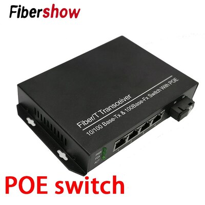 POE Switch 1 SC 4 RJ45  fiber connector to 4 10/100M etherne