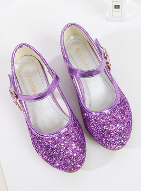 ULKNN Girls Purple  High Heels For Kids Princess RED Leather